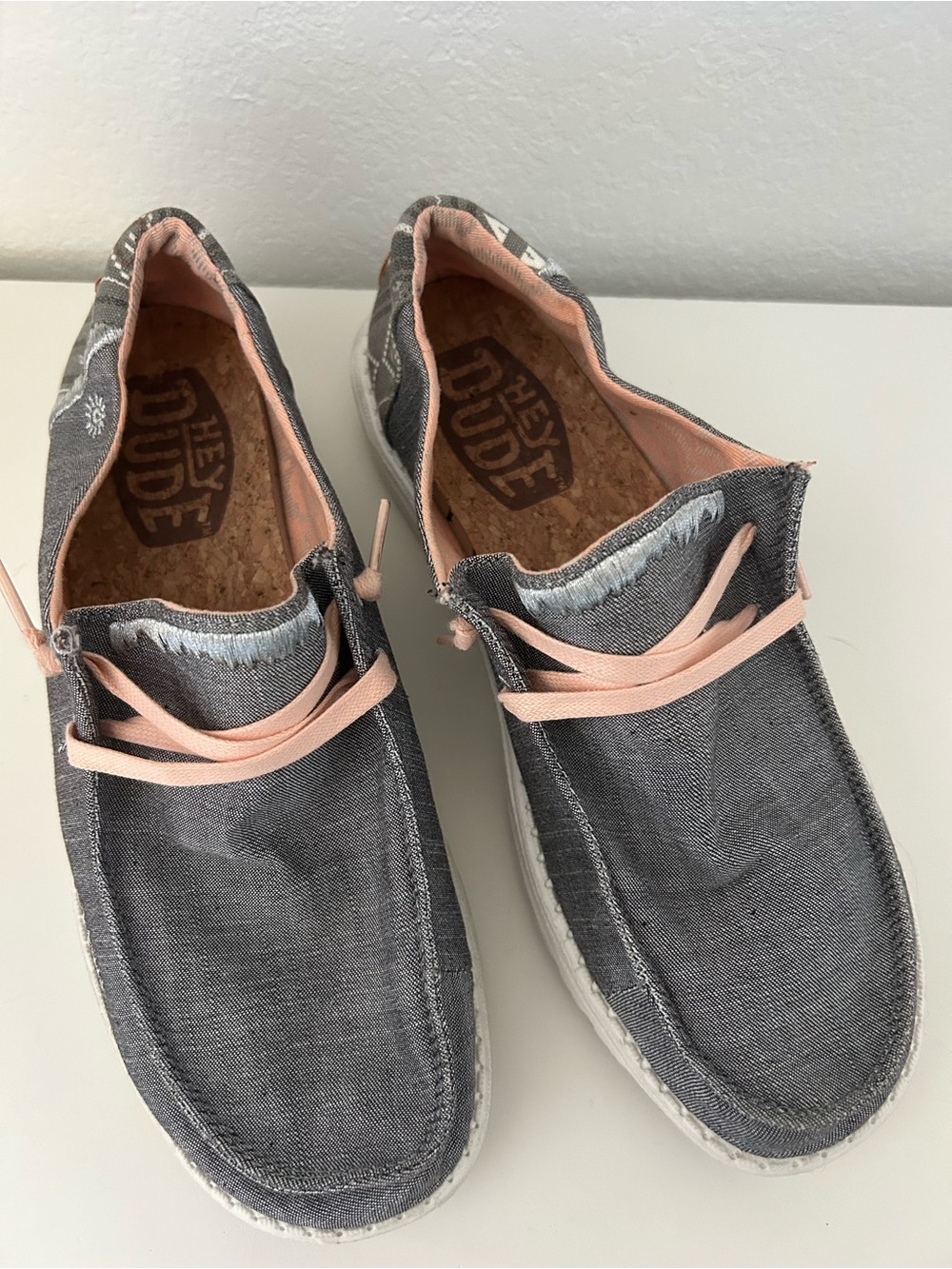 Hey Dude Women's Wendy Boho Casual Shoes Embroidered Patterned Gray Pink, Size 9